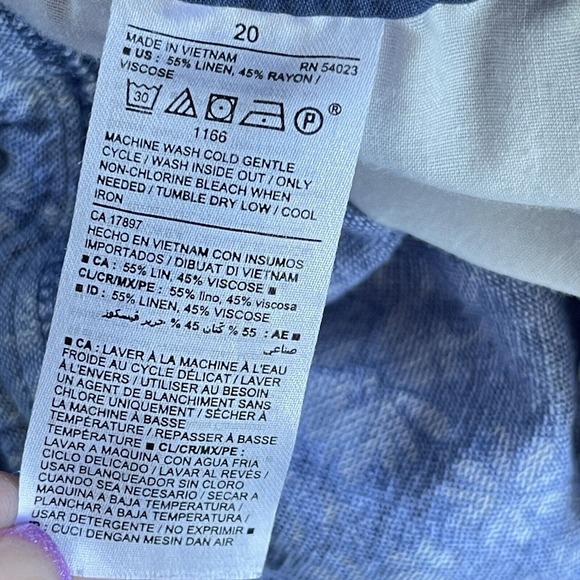 Old Navy Shorts Womens Plus Size 20 Blue Floral Linen Rayon Everyday High Rise - Picture 5 of 10